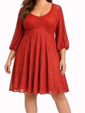 torrid Red Lace Scoop-Neck A-Line Mini Dress